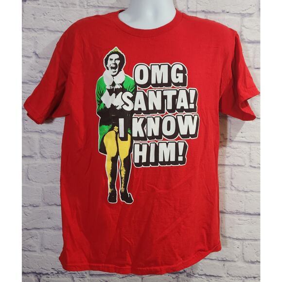 Ripple Junction Red White OMG Santa!  I Know Him! Graphic Shirt L Lightweight - Picture 1 of 3